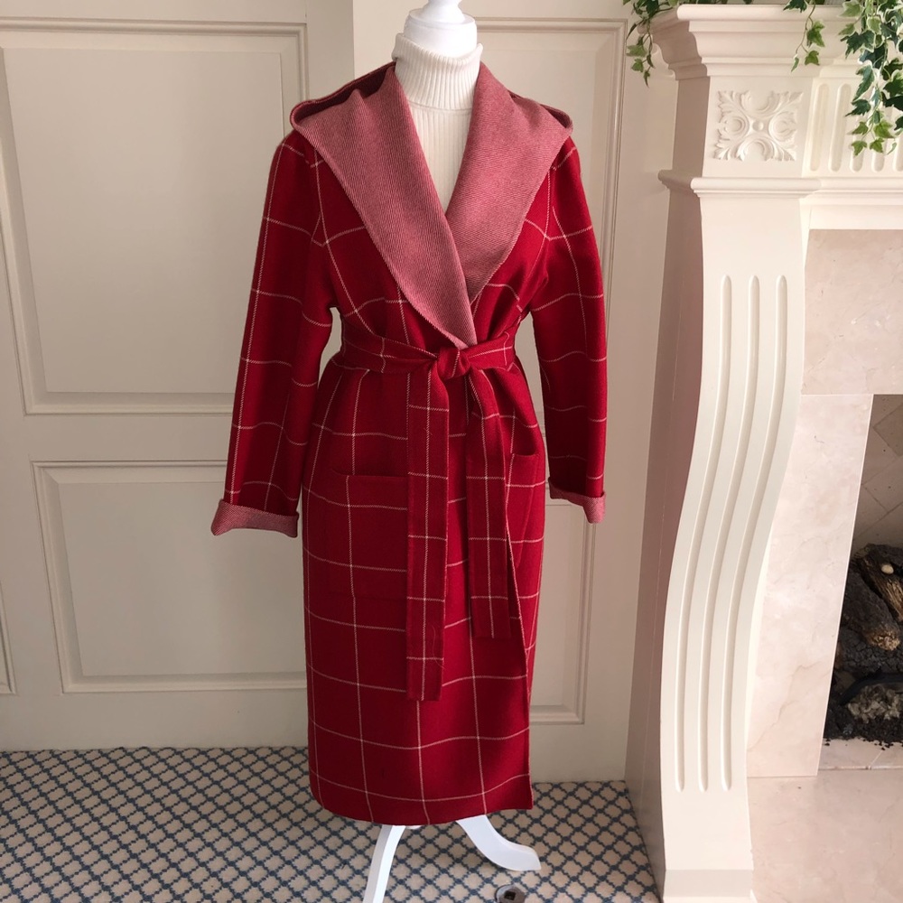 Worth New York Red Reversible Hooded Coat